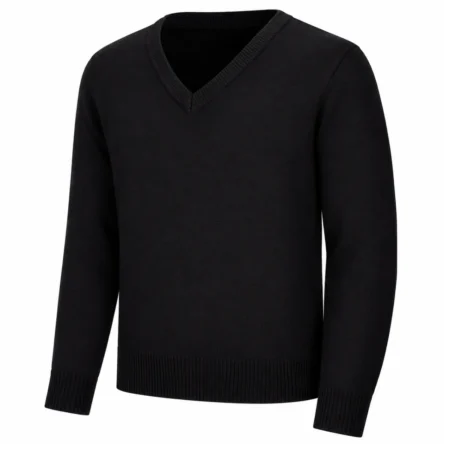 Black V-Neck Sweater with Custom Logo