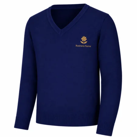 Crest Blue Winter V-Neck Sweater