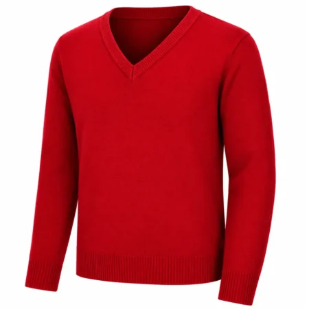 Crest Red Winter V-Neck Sweater