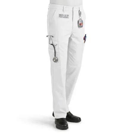 Elastic Waist Scrub Pants White