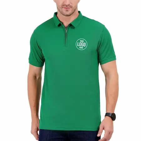 Green Zipper Polo T-Shirt