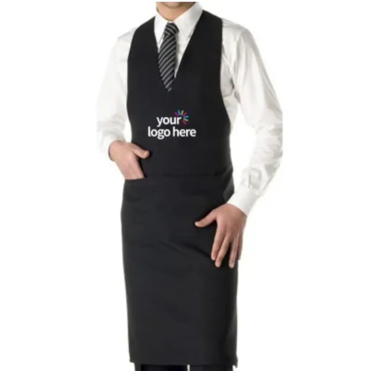 Professional Black V-Neck Apron