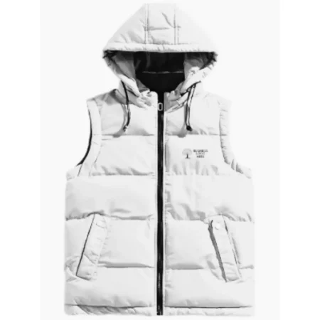 Sleeveless Puffer Hooded Jacket White