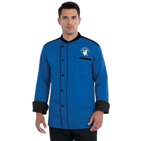 Comfort Fit Short Sleeve Blue Chef Coat