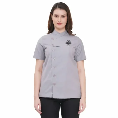 Snap Button Personalized Chef Coat - Grey