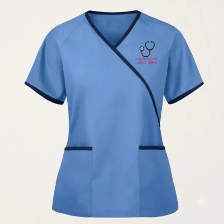 Women's Designer Mock Wrap Scrub Top