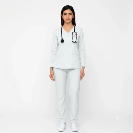 Women's Full Sleeves Mock Wrap Scrub Top